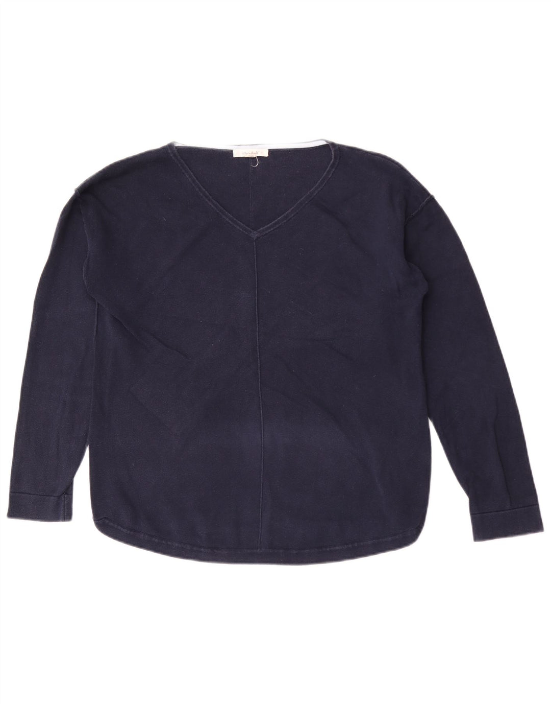 White Stuff Dame V-hals sweater UK 12 Medium Navy Blue Bomuld