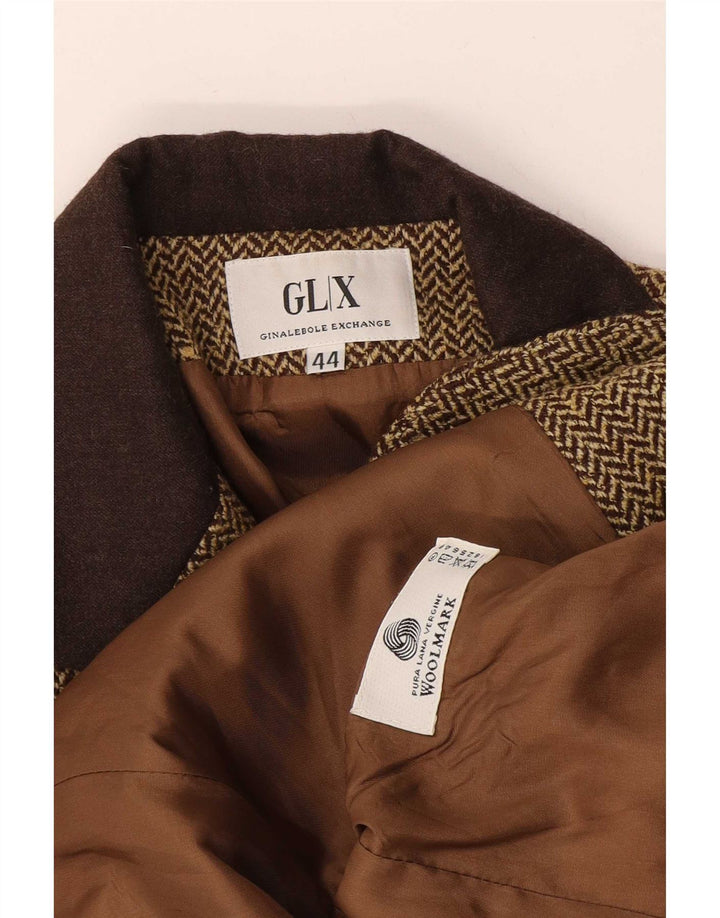 Ginalebole Dame 3 Button Blazer Jacket IT 44 Medium Brun Sildeben