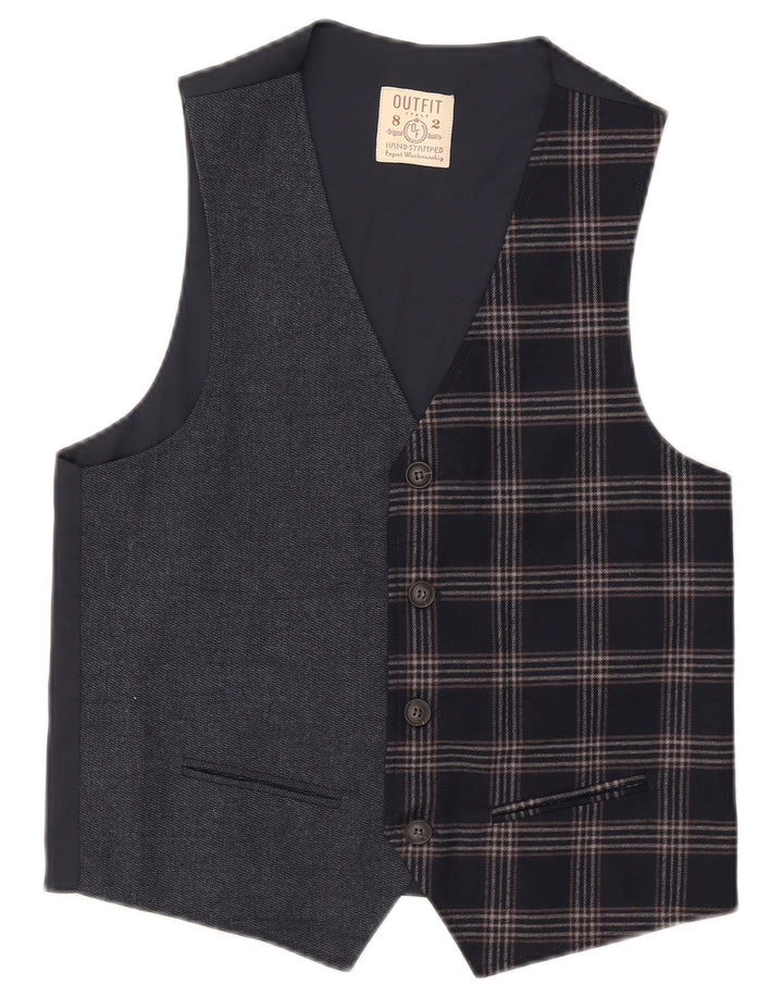 Vintage herrevest IT 46 Lille marineblå ternet polyester