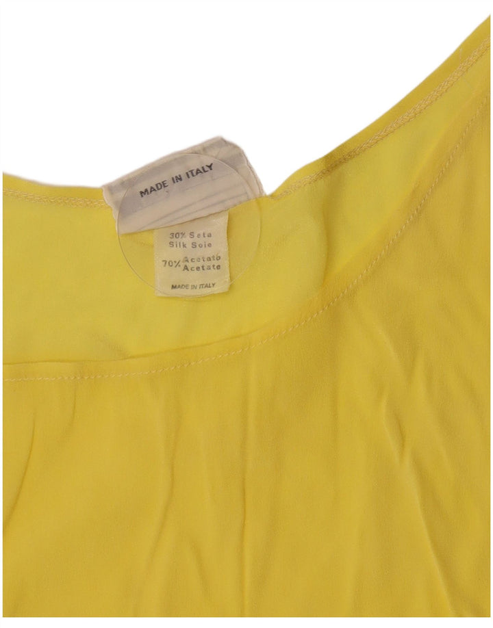 Vintage Womens Crop Ærmeløs bluse Top IT 42 Medium Yellow Acetate