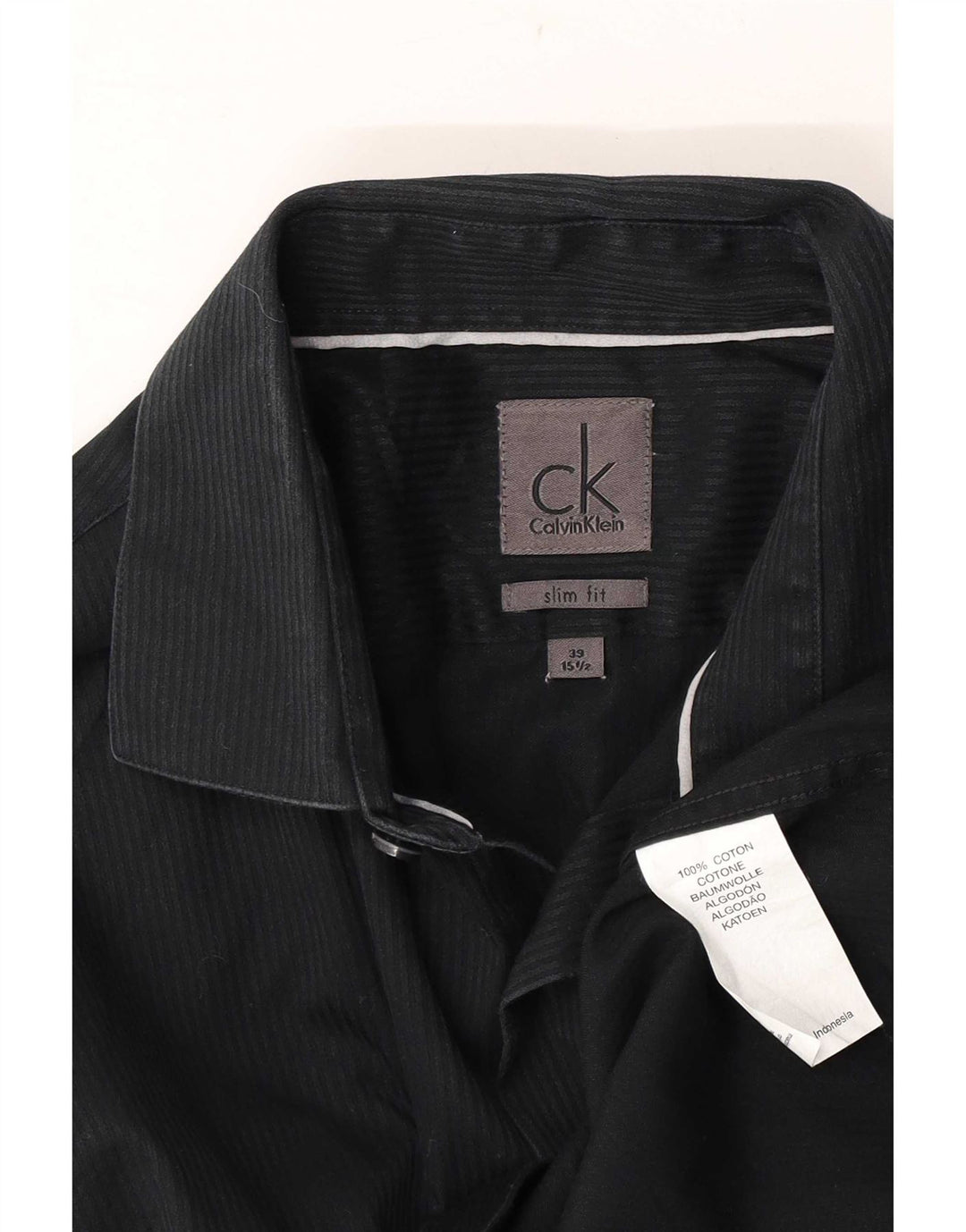 Calvin Klein Herre formel skjorte str. 39 15 1/2 Medium Sort nålestribe