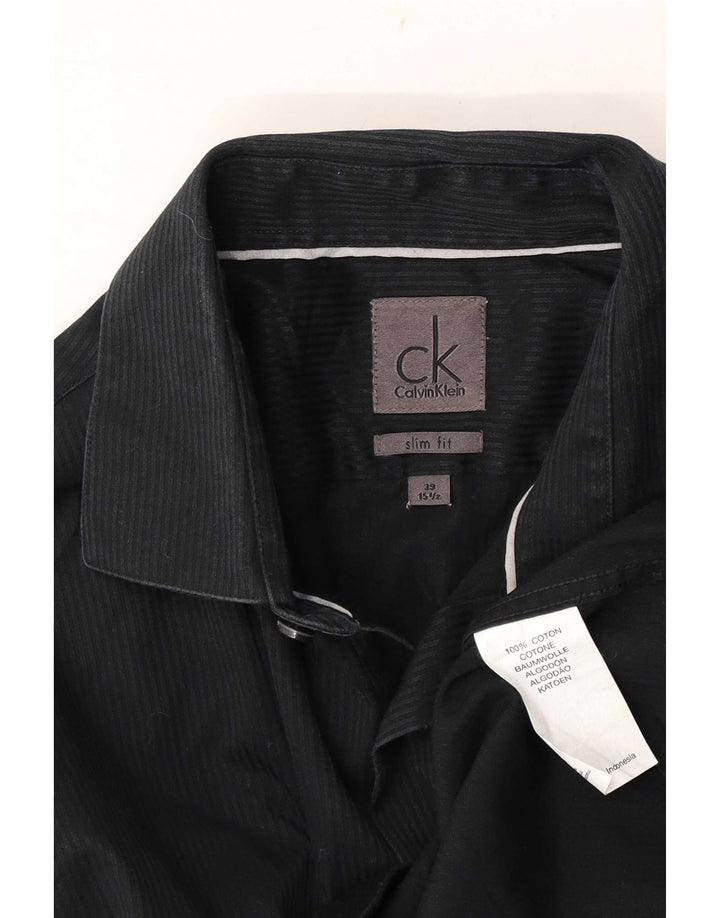 Calvin Klein Herre formel skjorte str. 39 15 1/2 Medium Sort nålestribe