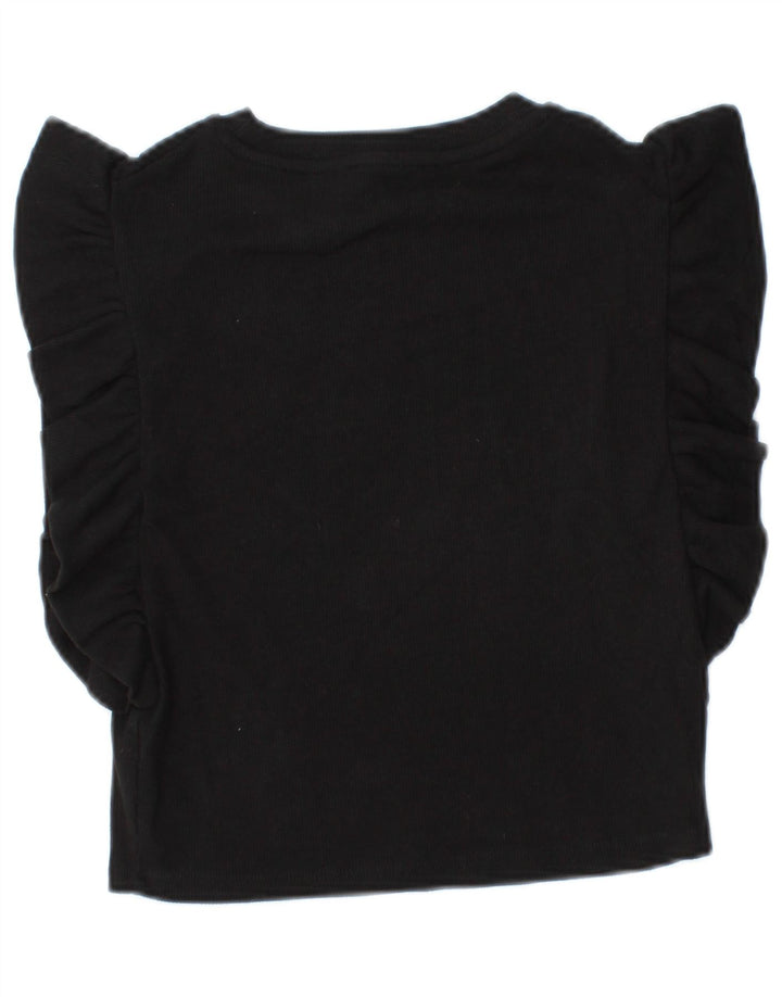 Zara Womens Crop Bluse Top UK 8 Small Black Bomuld