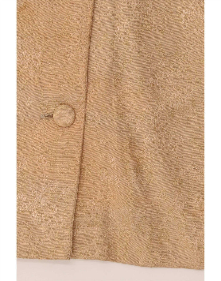 Vintage Dame Kortærmet Blazer Jakke UK 14 Medium Beige Floral