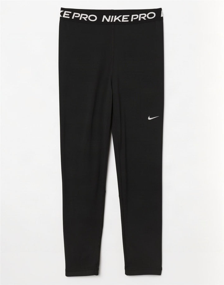 Nike Dame Dri Fit Graphic Crop Leggings UK 12 Medium Black Polyester