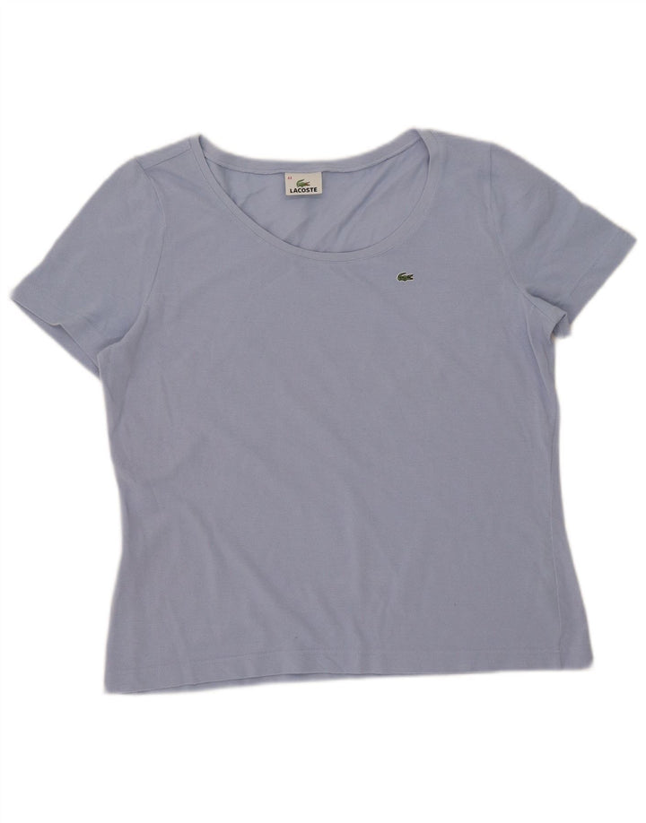 Lacoste Dame T-Shirt Top Størrelse 44 Stor Blå Bomuld