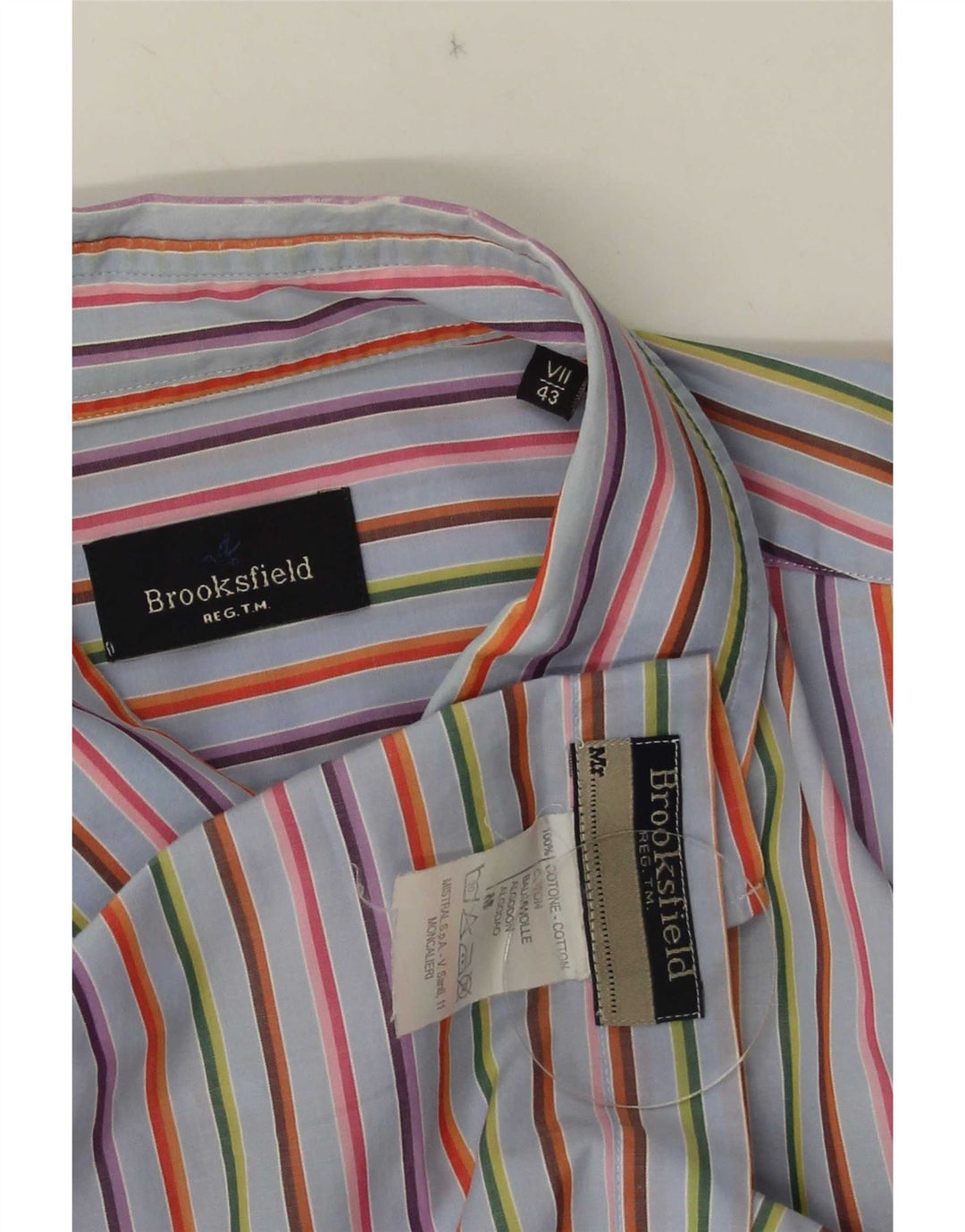 Brooksfield herreskjorte str. 43 Stor flerfarvet stribet bomuld