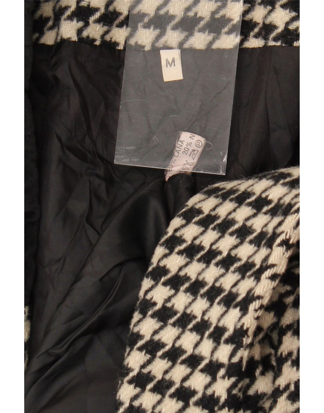 VINTAGE Dame Oversized Blazer Jacket UK 14 Medium Black Houndstooth