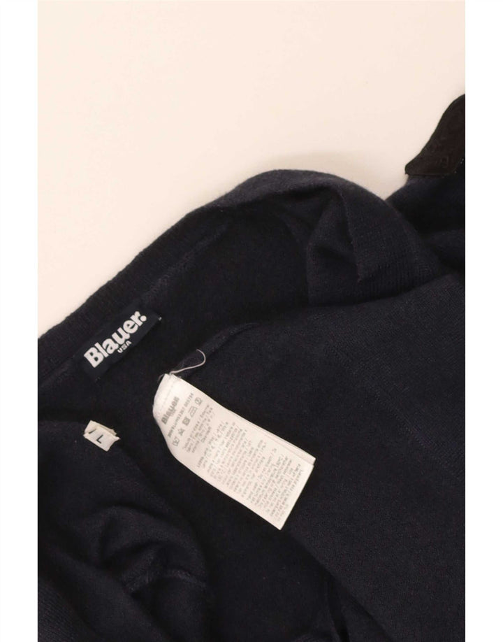 Blauer Dame Cardigan Sweater UK 14 Large Navy Blue Wool