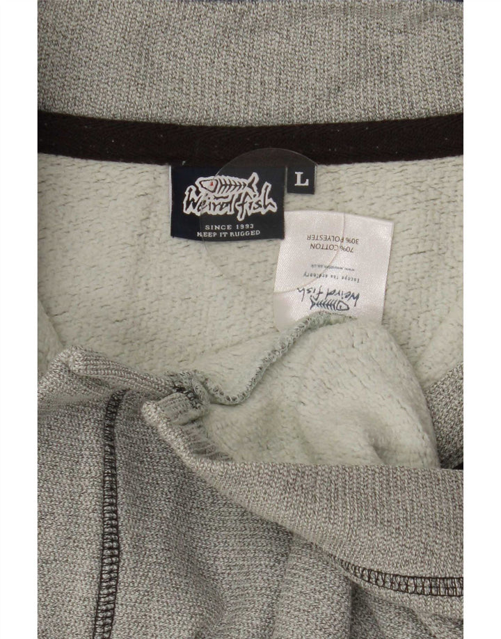 Weird Fish Herre Zip Neck Sweatshirt Jumper Stor Grå Bomuld