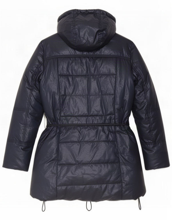 oltre Dame Hætte Polstret Frakke UK 16 Large Navy Blue Polyester