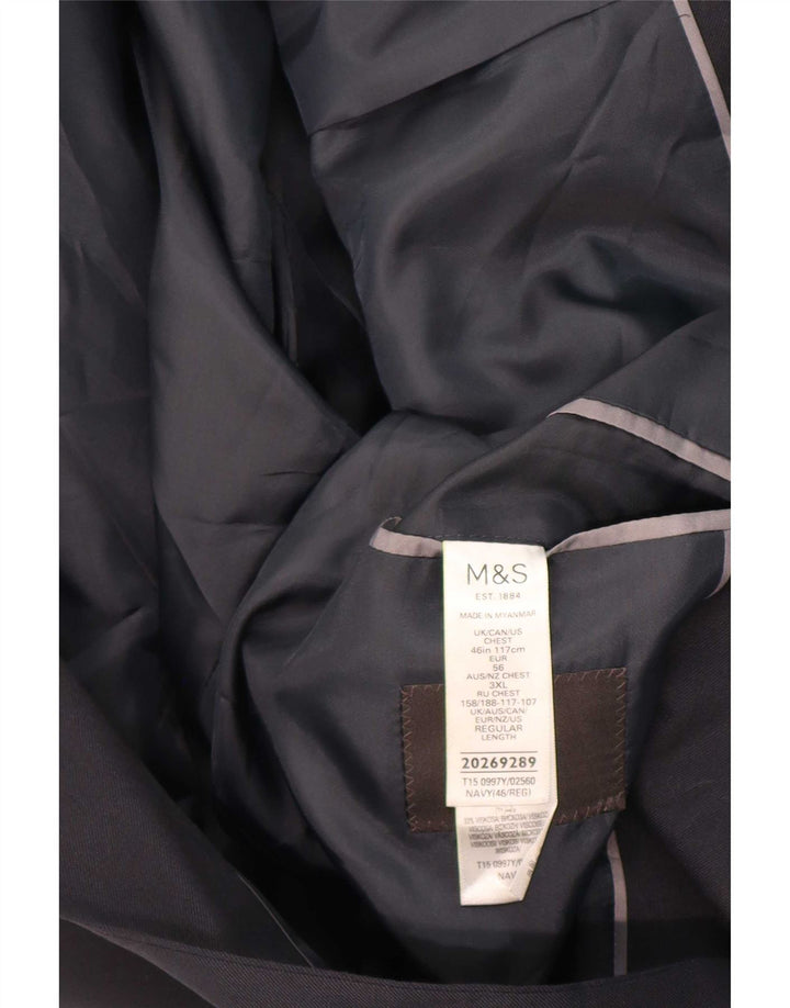 Marks & Spencer Herre 2-knaps blazerjakke UK 46 3XL Navy Blue Polyester