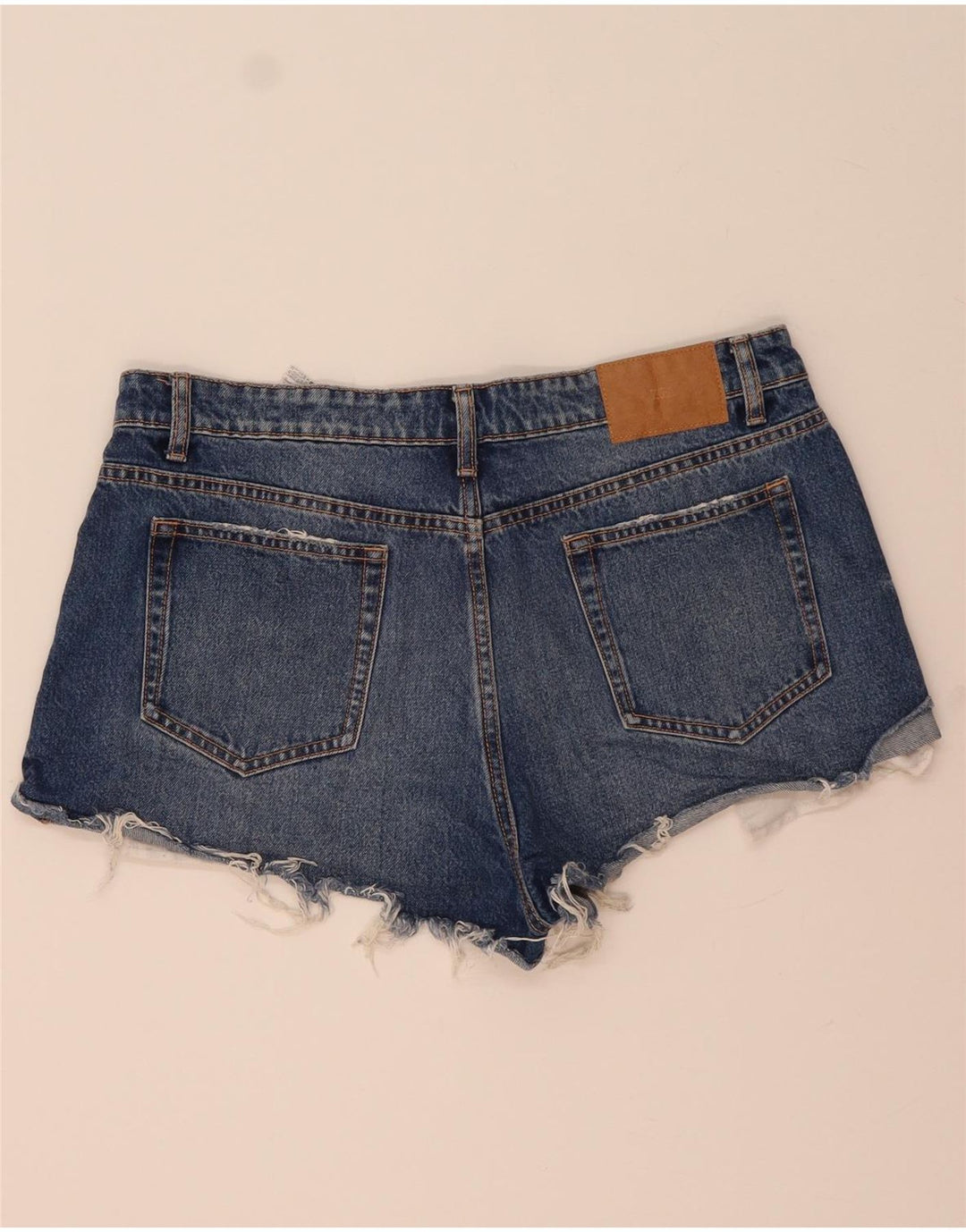 Zara Dame Denim Shorts EU 44 XL W34 Blå Bomuld