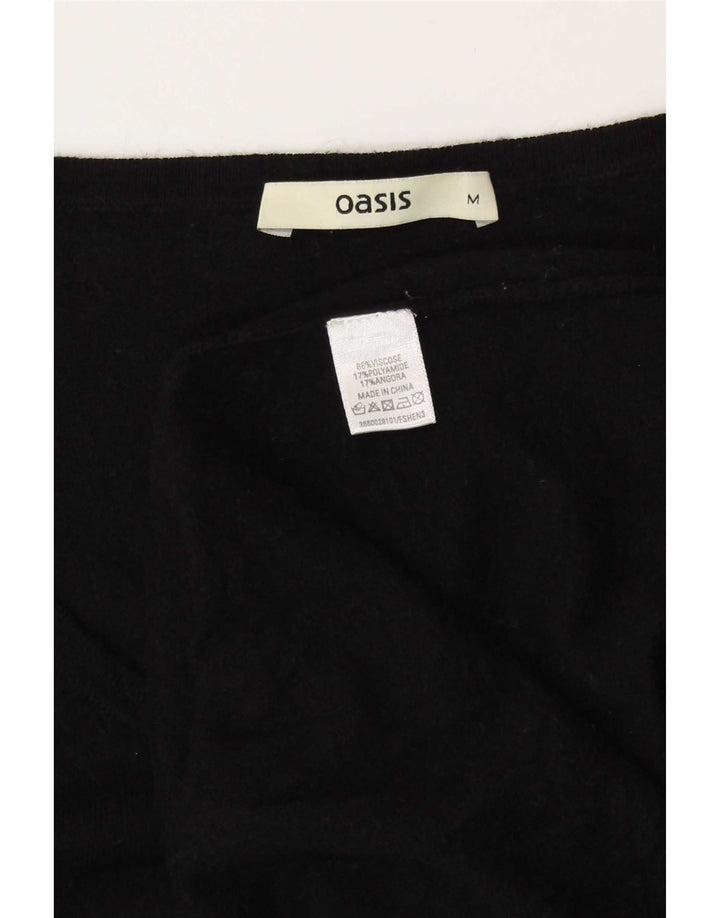 Oasis Dame Langærmet A-Line Kjole UK 12 Medium Sort Viscose