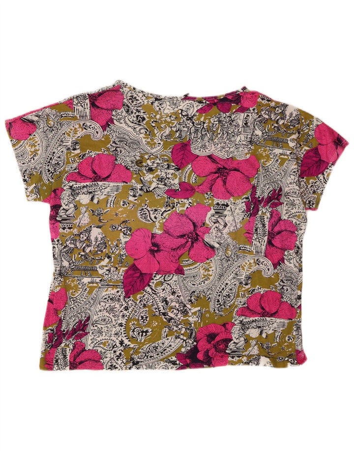 Vintage Dame T-Shirt Top UK 14 Medium Multicolored Floral