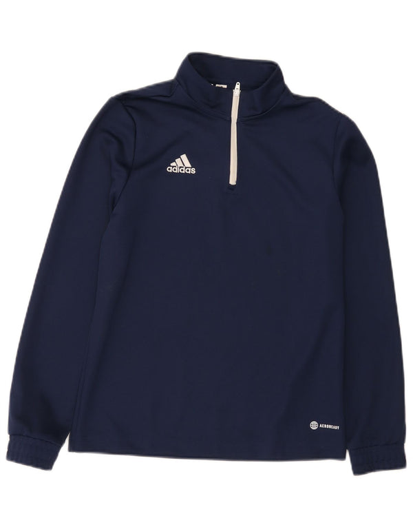 Adidas Boys Aeroready Pullover med lynlås-hals træningsdragt Top 11-12 år Marineblå