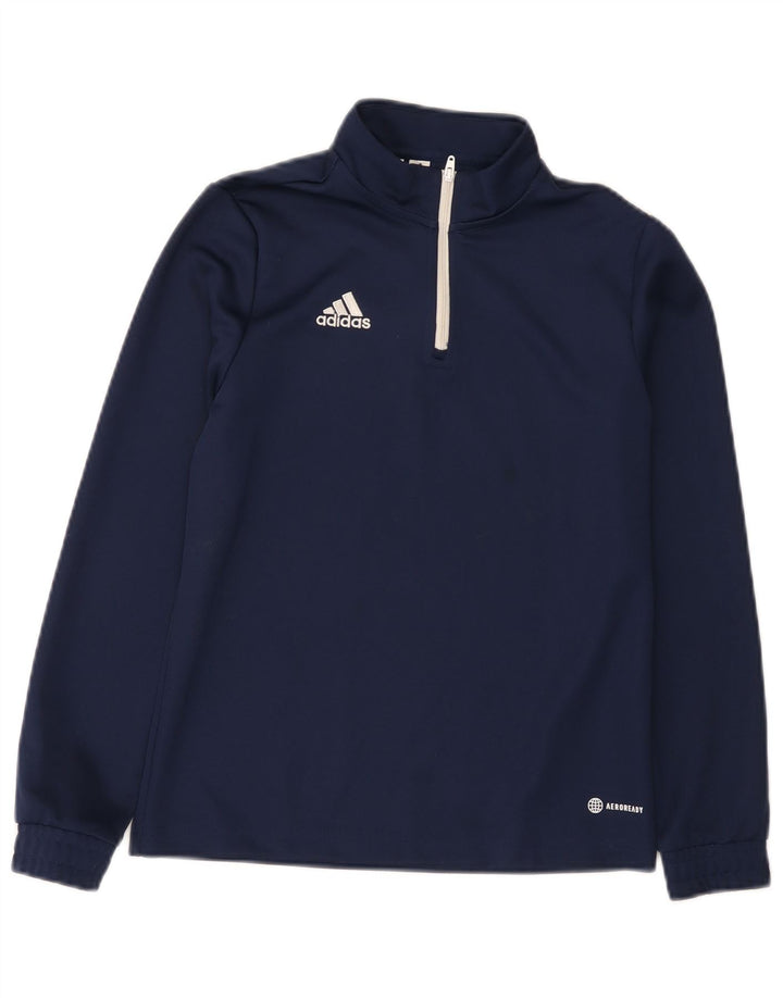 Adidas Boys Aeroready Pullover med lynlås-hals træningsdragt Top 11-12 år Marineblå