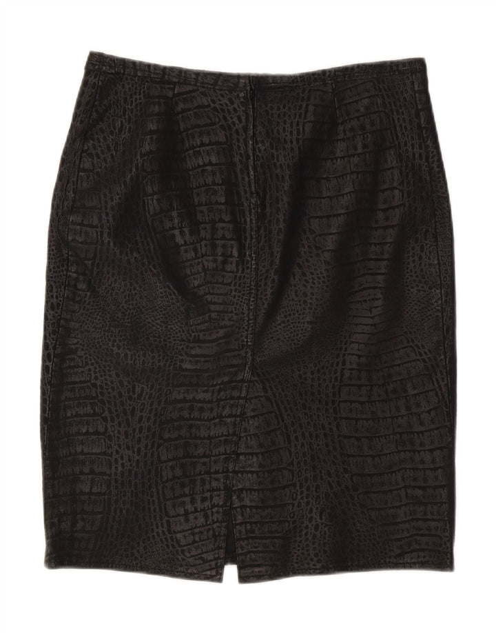 VINTAGE Womens Leather Skirt W30 Medium  Black Animal Print Vintage Vintage and Second-Hand Vintage from Messina Hembry 