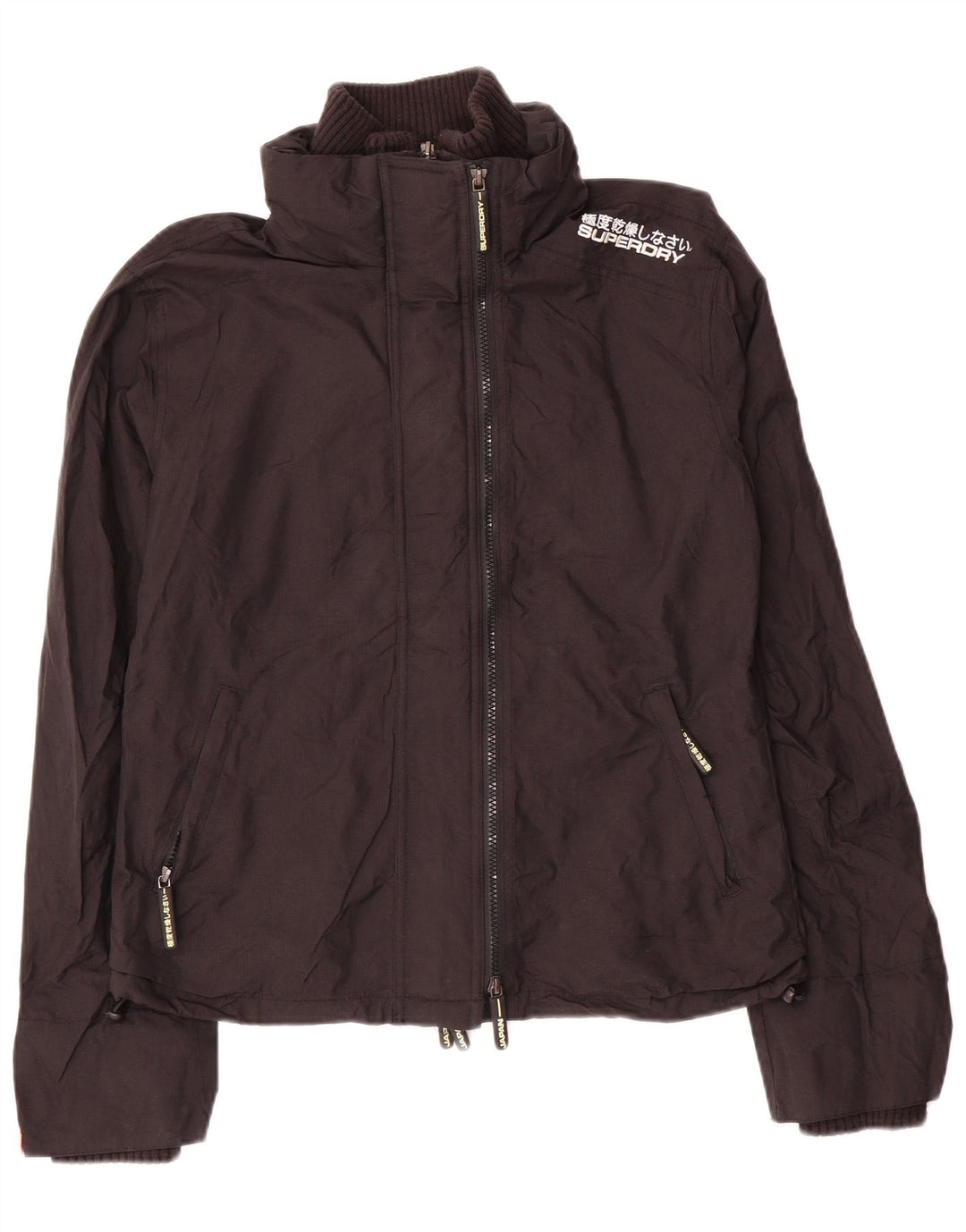 SUPERDRY Regnjakke til kvinder UK 16 Stor sort nylon