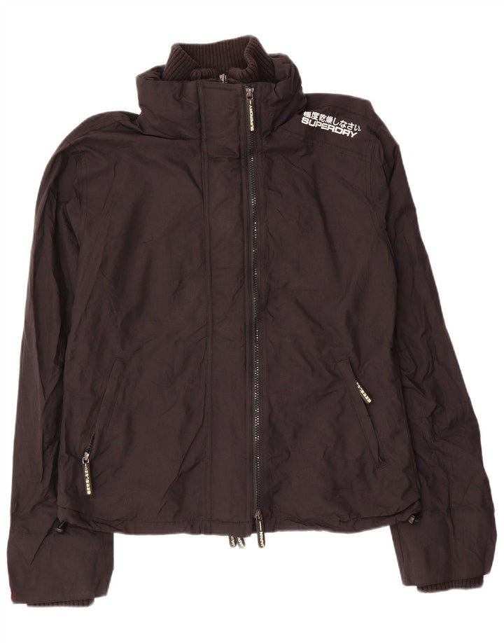 SUPERDRY Regnjakke til kvinder UK 16 Stor sort nylon