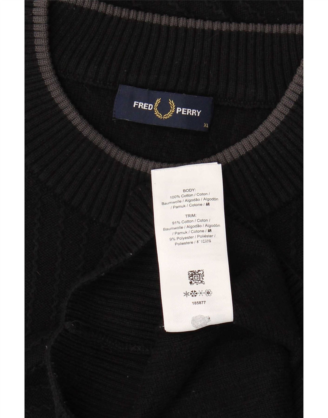 Fred Perry Herre sweater med rund hals XL sort bomuld
