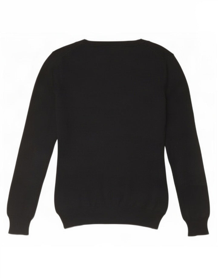 Massimo Dutti Dame V-hals sweater UK 12 Medium Sort Silke