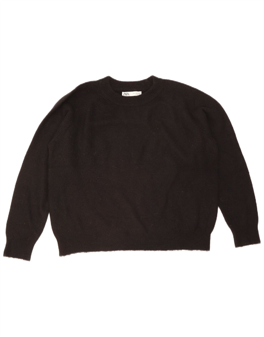 Zara Dame Oversized Crew Neck Jumper Sweater UK 16 Large Black