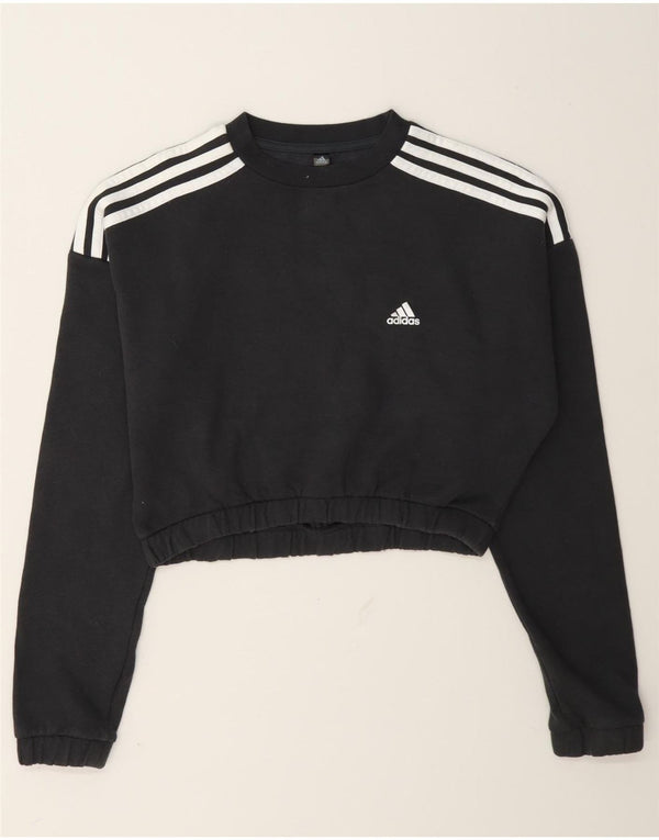 Adidas Womens Crop Sweatshirt Jumper UK 8/10 Small Grey Bomuld