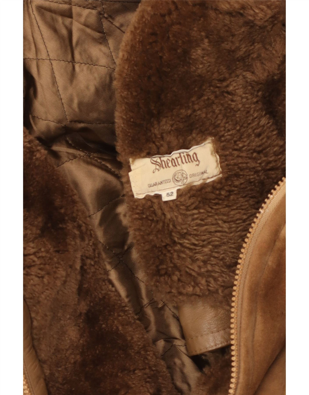 Vintage Shearling-jakke til mænd IT 52 XL brunt læder