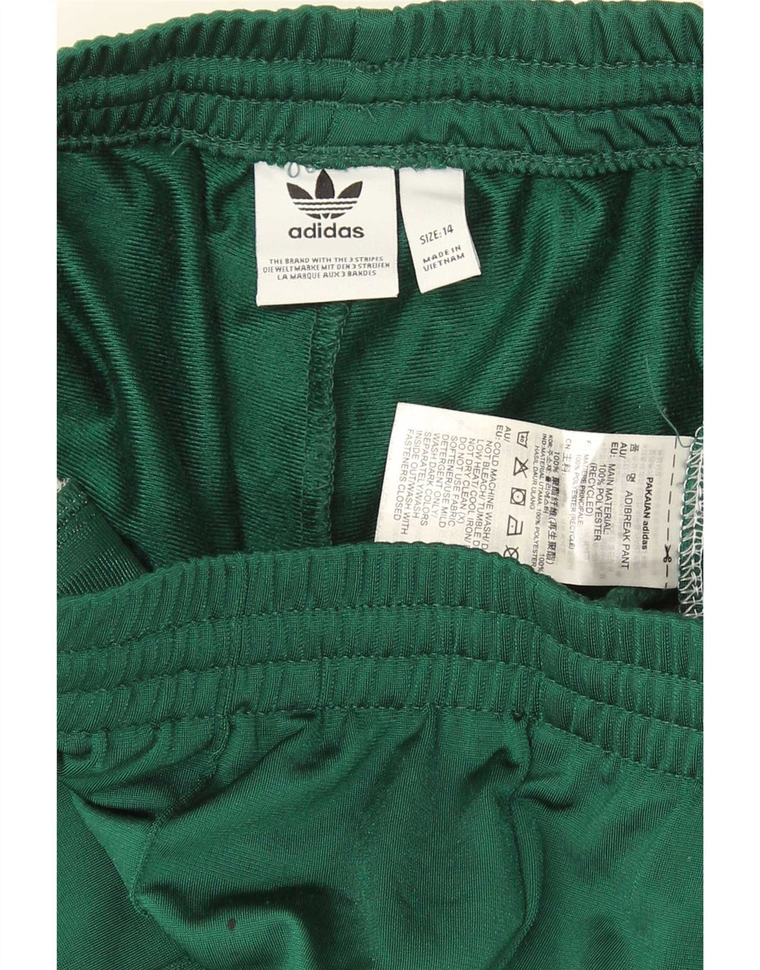 Adidas træningsdragt bukser til kvinder UK 14 Medium Green Colourblock Polyester