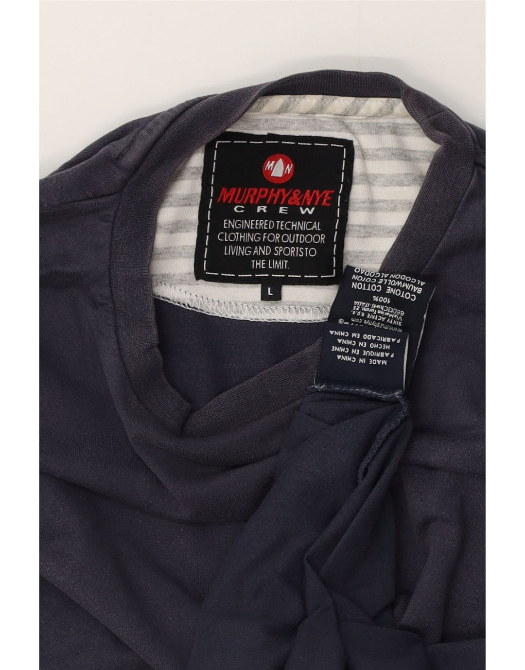 Murphy & Nye Herre grafisk T-shirt langærmet stor marineblå stribet