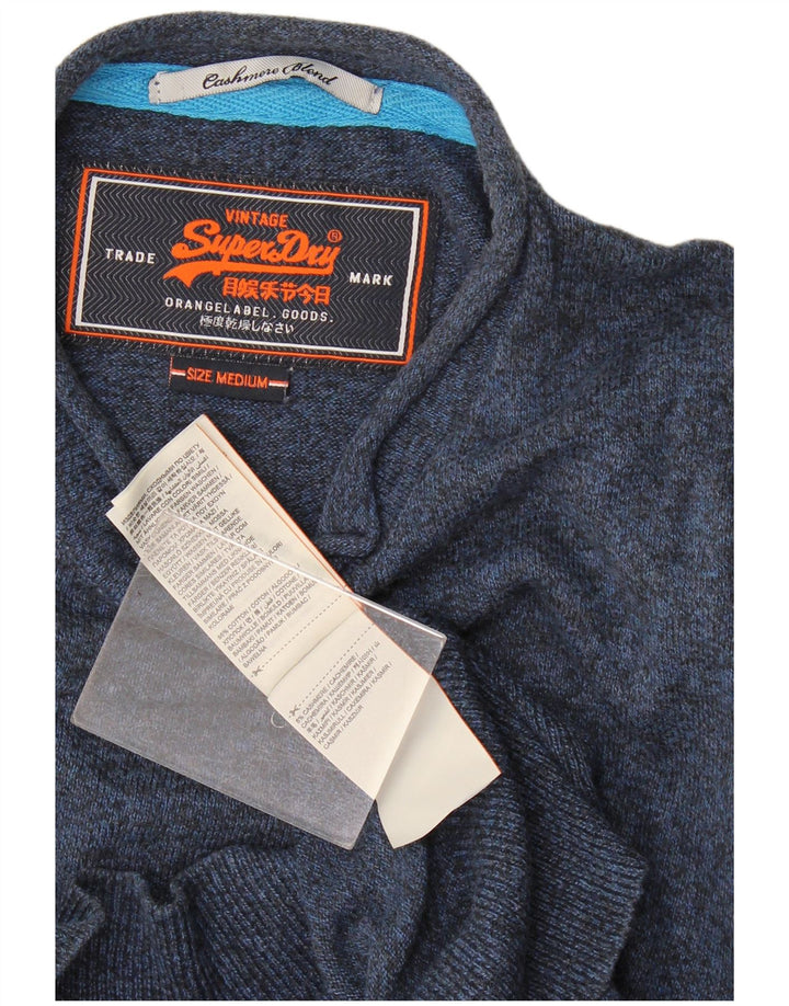Superdry sweater med rund hals til mænd mellem marineblå flækket bomuld