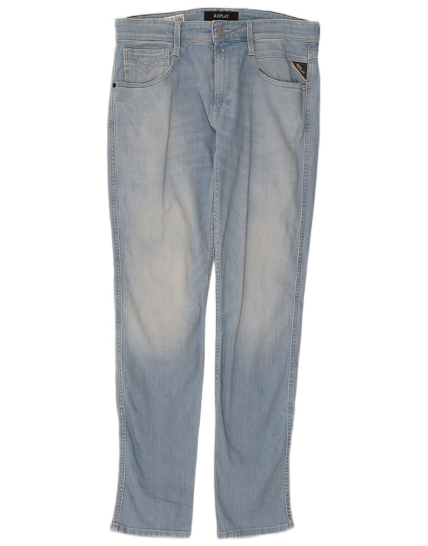 REPLAY Herre Slim Jeans W32 L32 Blå Bomuld