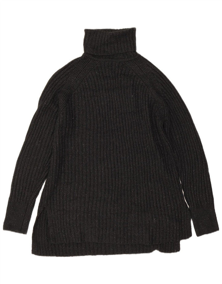 Marks & Spencer Dame Rullehals sweater UK 14 Medium Black Flecked