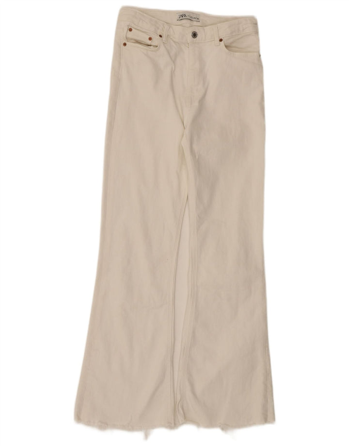 Zara Dame Højtaljede Flared Jeans EU 38 Small W28 L31 White