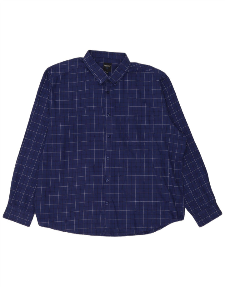 James Pringle herre flannel skjorte 2XL marineblå ternet polyester