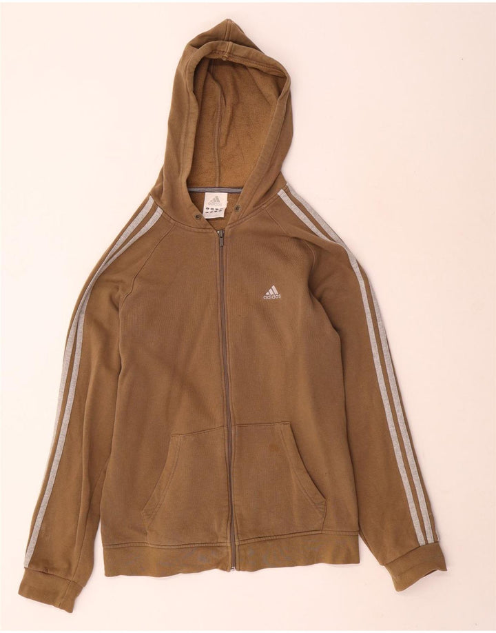 Adidas hættetrøje med lynlås til mænd mellem brun bomuld