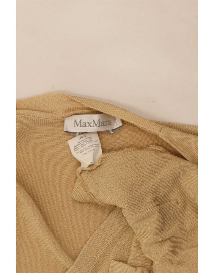 Max Mara Dame Kortærmet Åben Cardigan Sweater UK 14 Medium Beige