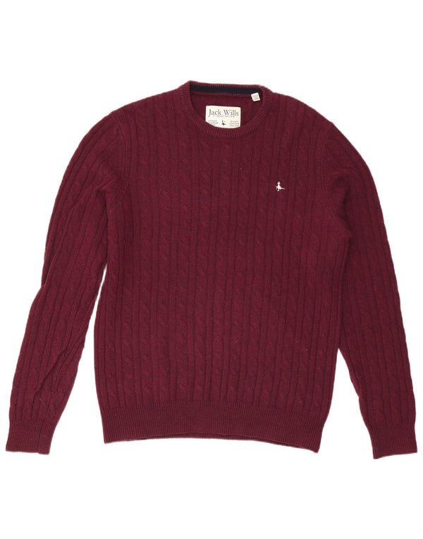 JACK WILLS Herre Crew Neck Jumper Sweater XL Burgundy Wool