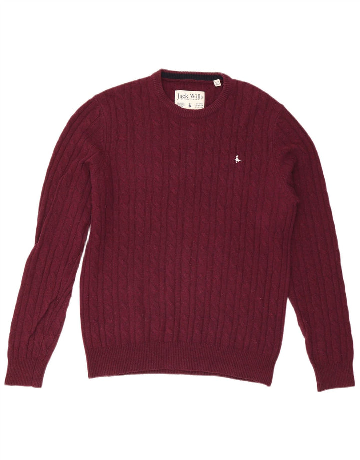 JACK WILLS Herre Crew Neck Jumper Sweater XL Burgundy Wool