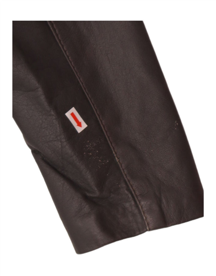 VINTAGE Womens Leather Jacket IT 46 Large Grey