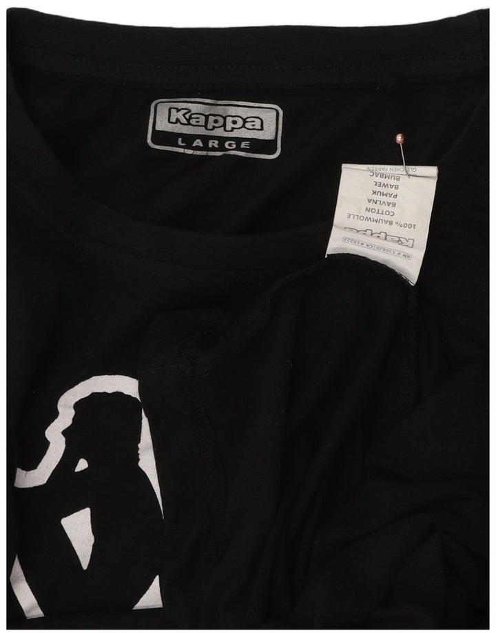 Kappa Herre Grafisk T-Shirt Top Stor Sort Bomuld