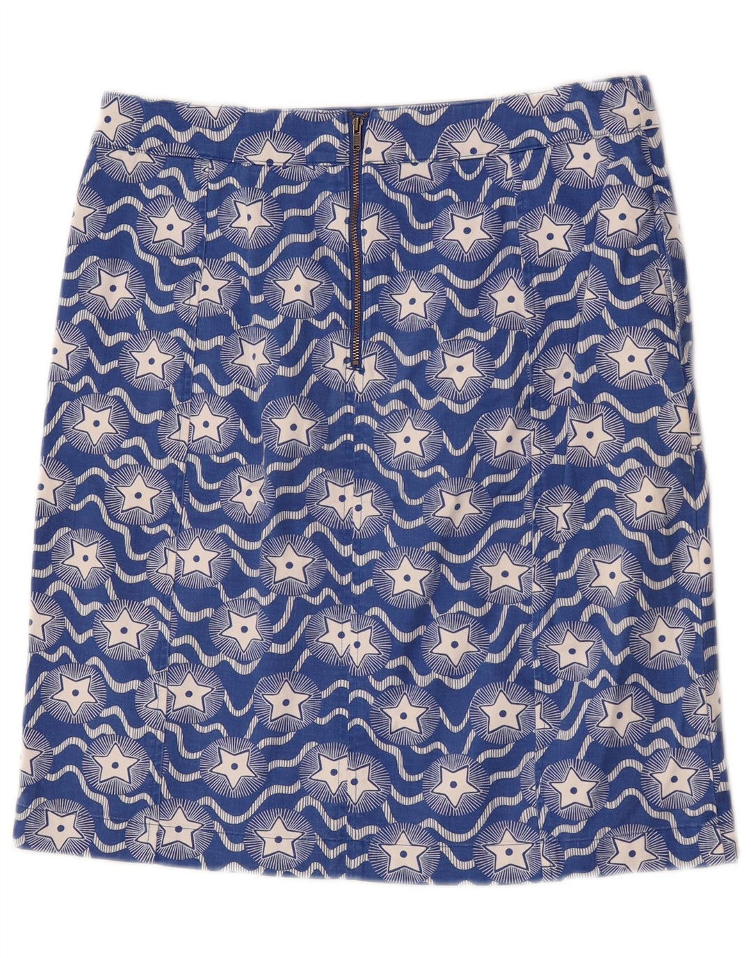 Boden Dame abstrakt mønster lige nederdel UK 10 Small W30 Blue Cotton