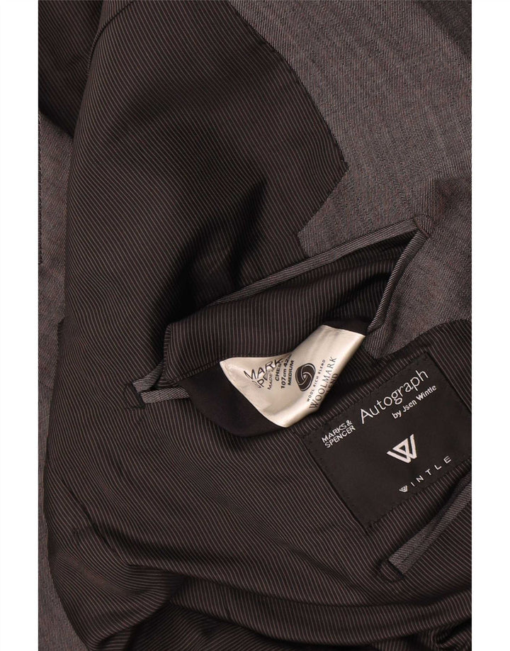 Marks & Spencer Herre Autograph 1 Knap Blazer Jakke UK 42 Stor Grå Uld