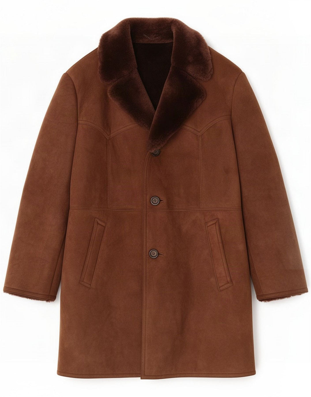 Vintage Herre Shearling Overcoat IT 54 2XL Brun