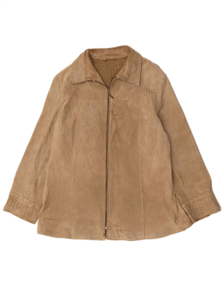 VINTAGE Dame ruskindsjakke UK 16 Large Beige