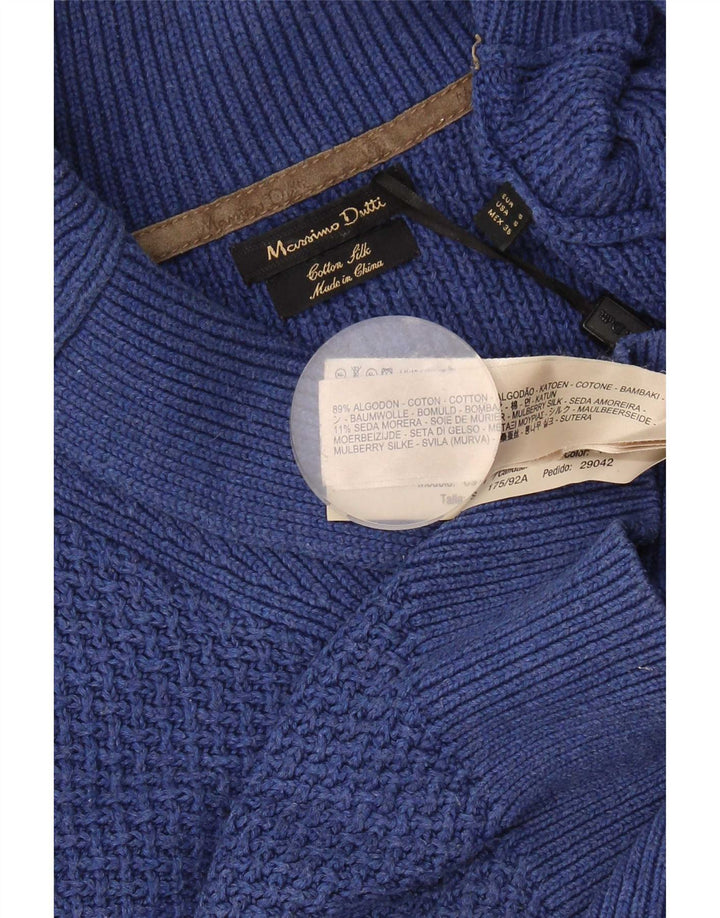 Massimo Dutti Herre Shawl Neck Jumper Sweater Lille Blå Bomuld