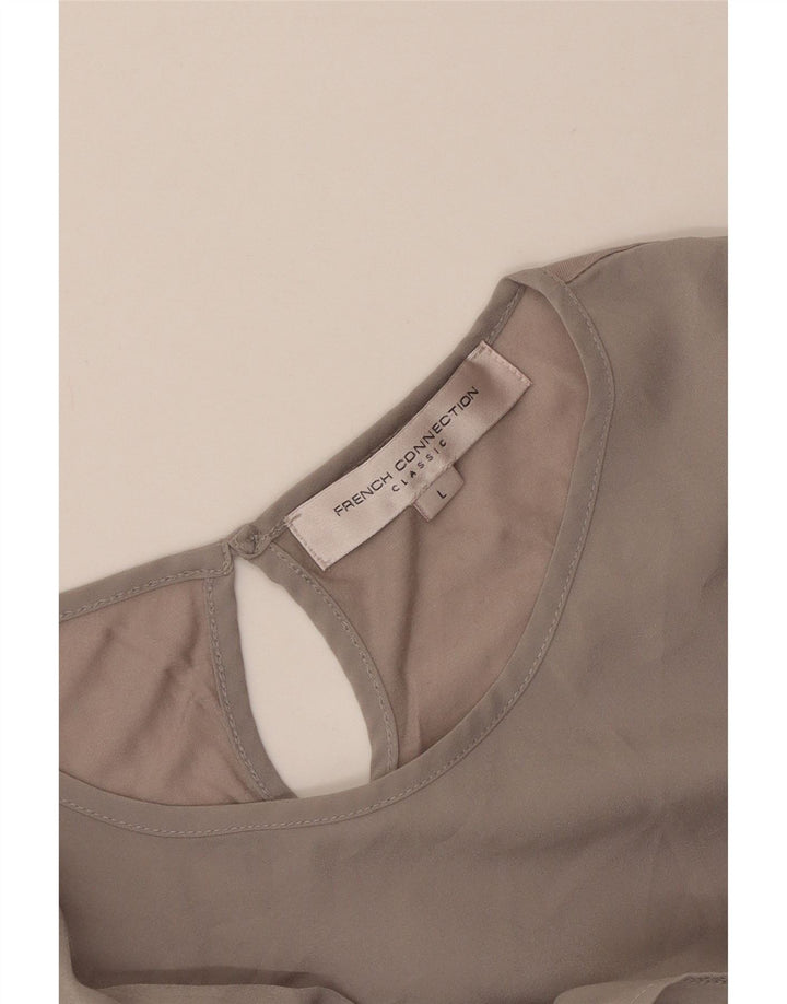 French Connection Dame ærmeløs bluse Top UK 14 Large Grå