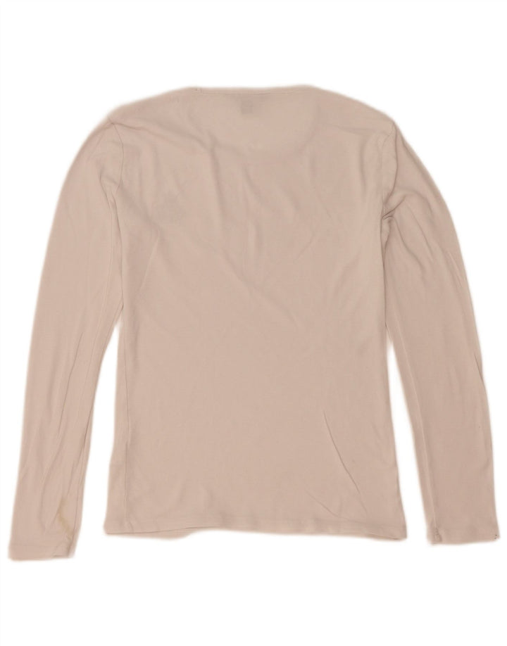 Ralph Lauren Dame Top Langærmet UK 12 Medium Hvid Bomuld