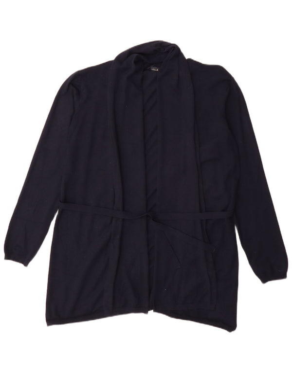 Zara Dame Longline Cardigan Sweater UK 18 XL Navy Blue Viscose